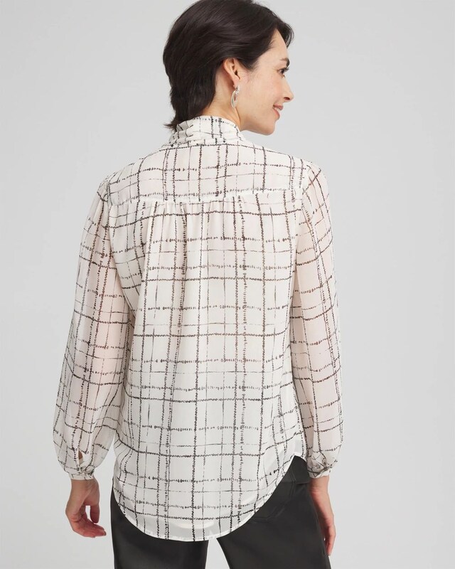Plaid Tie Bow Blouse - image 3